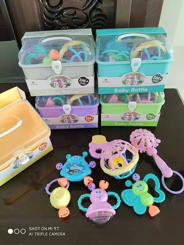 بوكس شخاليل وعضاضات الأطفال، مجموعة آمنة لتنمية الحواس والمهارات