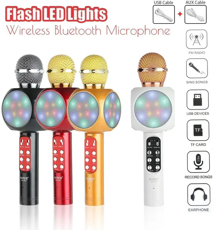 ميكروفون كاريوكي بلوتوث WS-1816، جهاز ترفيه متعدد الوظائف