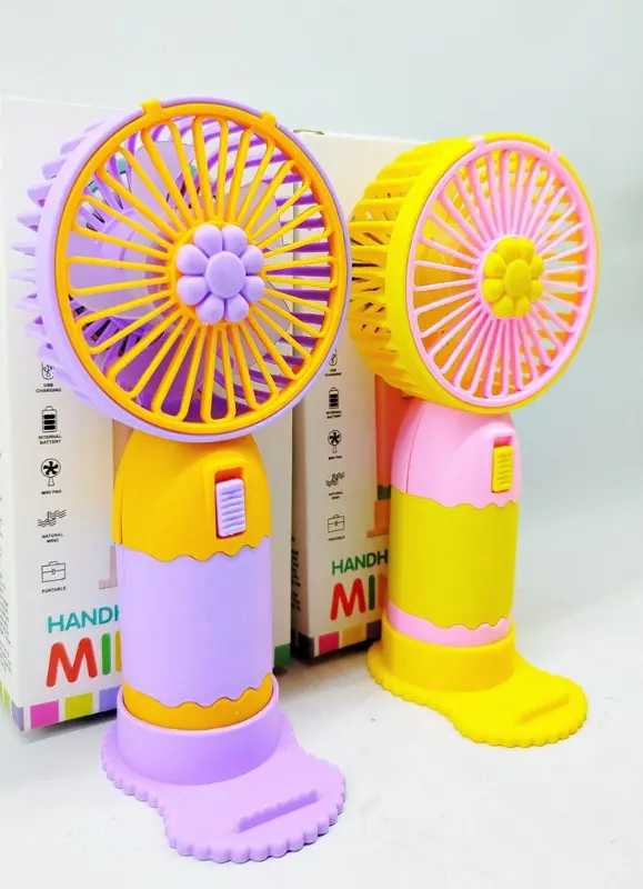 المروحة اليدوية المحمولة، تصميم وردة مع قاعدة ستاند