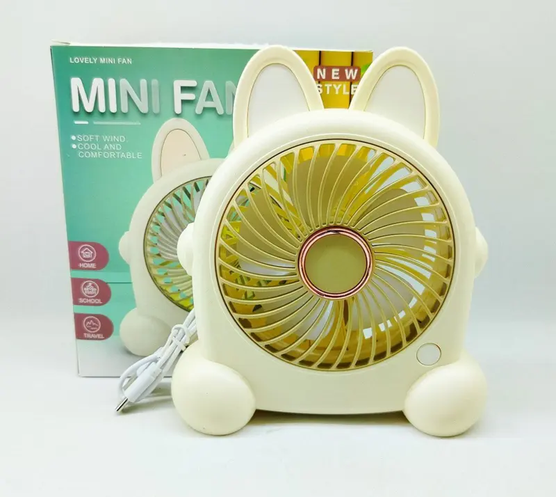 مروحة ستاند شحن، بتصميم أذني القطة وإضاءة LED