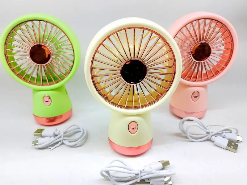 المروحة اليدوية الفاخرة، 3 سرعات مع شحن مدمج