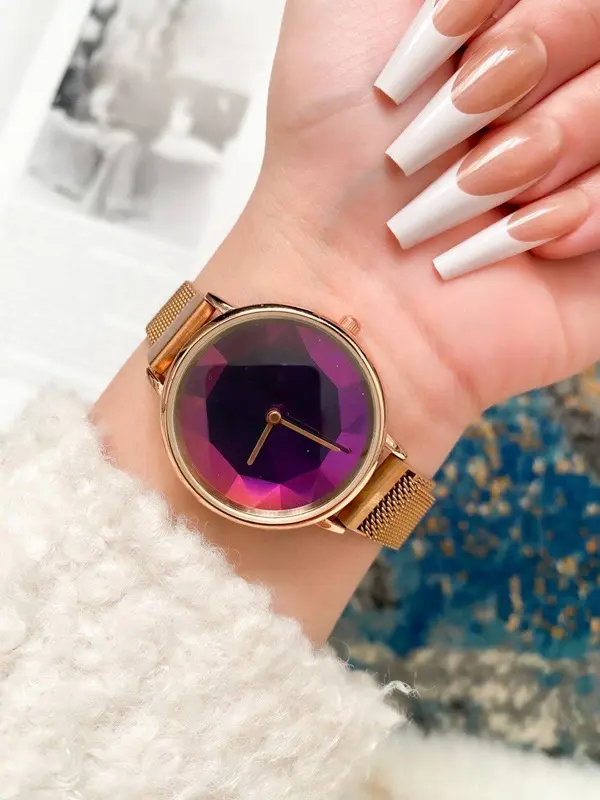 ساعة إيليجانس النسائية بحزام مغناطيسي ووجه لامع