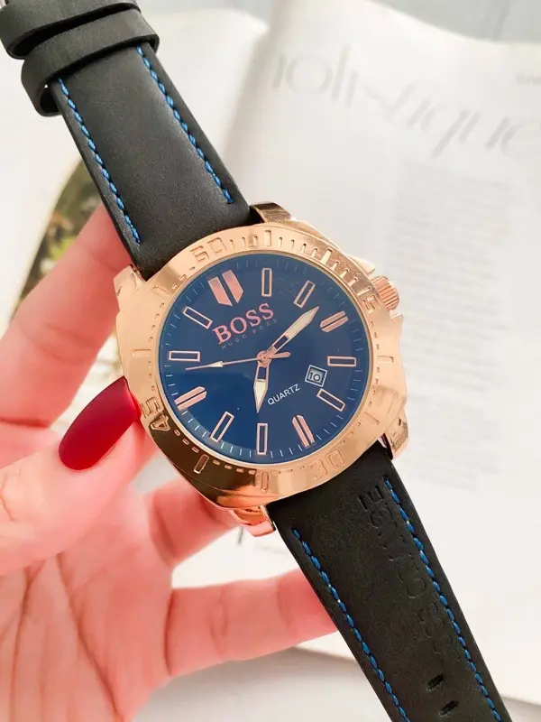 ساعة بوس أورورا جلد رجالي