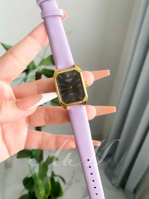 ساعة رولكس جلد كلاسيك سوداء حريمي