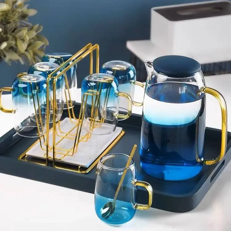 طقم التقديم "نورديك" من الزجاج المقاوم للحرارة بتصميم أزرق متدرج
