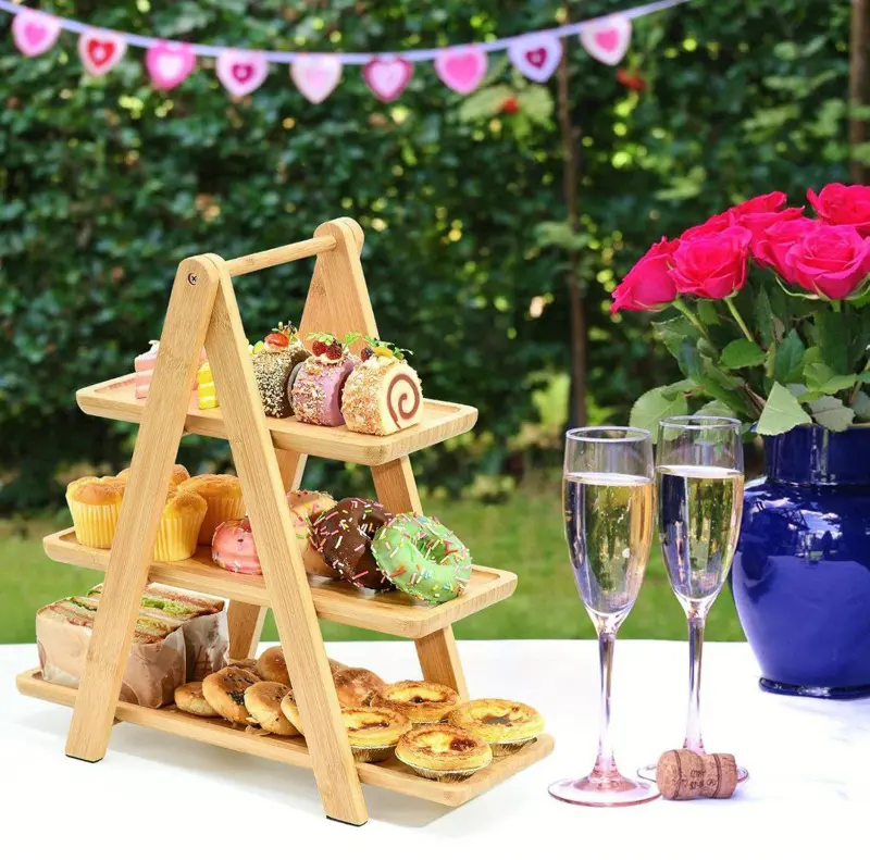 استاند التقديم "روستيك وود" الخشبي بقطعتين متعدد الاستخدام