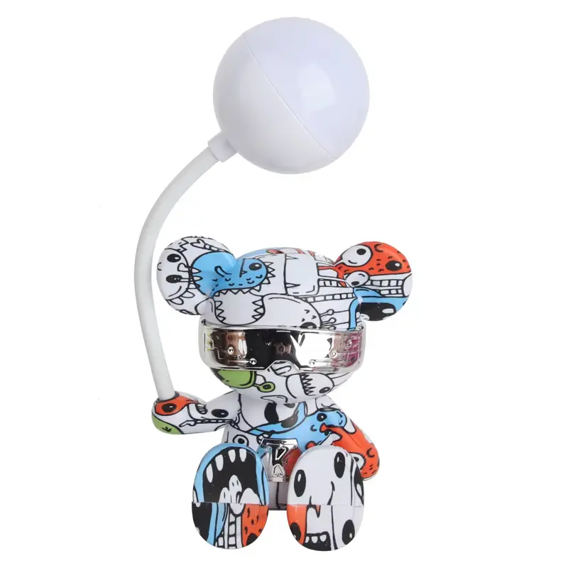 أباجورة الدب الكرتوني المضيء مع نظارة شمسية