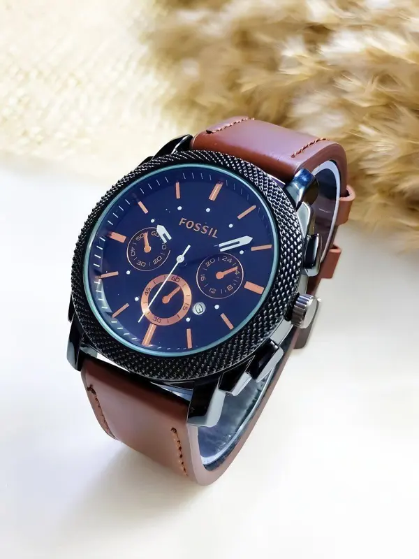 ساعة "FOSSIL" الرجالية الجلدية بلمسة الجودة العالية