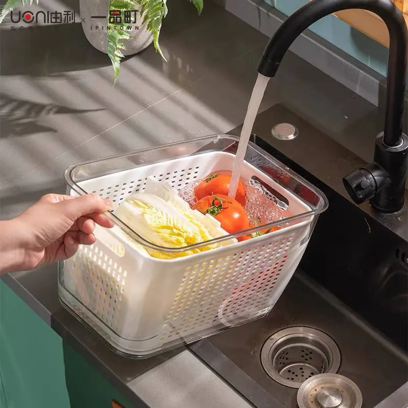 علبة ثلاجة أكريليك مع مصفاة