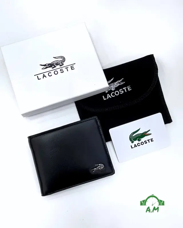 محفظة لاكوست أنيقة للرجال جلد طبيعي اصلي