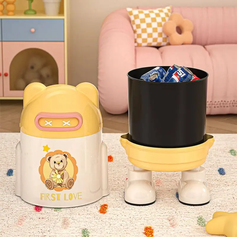 باسكت مهملات ديكوري بتصميم "الدب الظريف" سعة 10 لتر