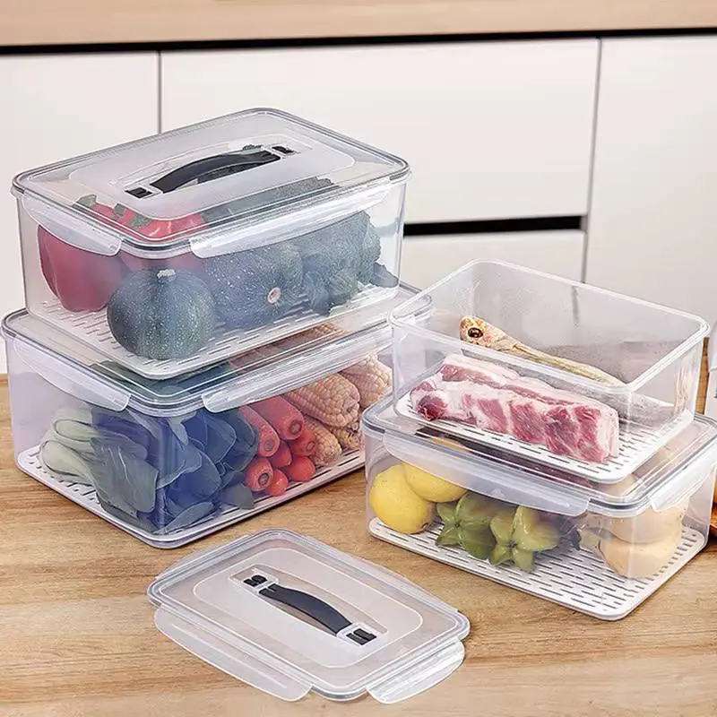 طقم حافظات طعام أكريليك مستطيلة 3 قطع مع مصفاة ويد جامبو