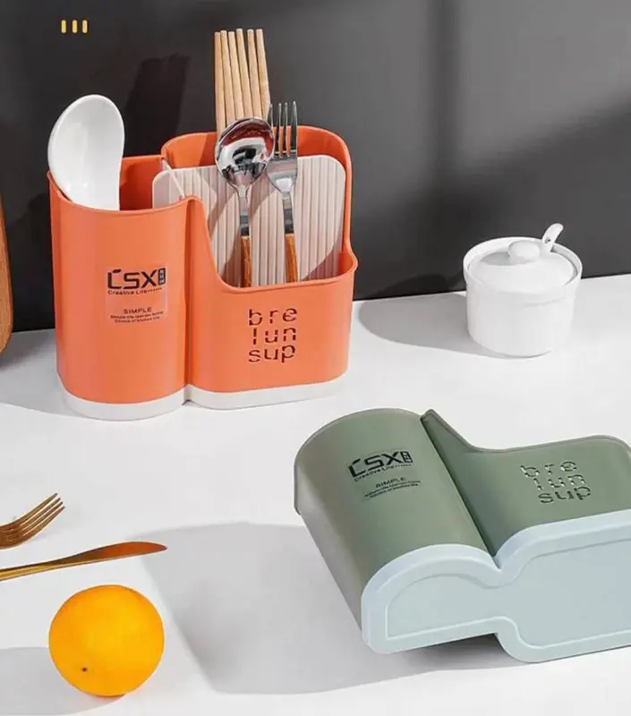 منظم أدوات مطبخ متعدد الأقسام مع قاعدة تصريف (مستورد)