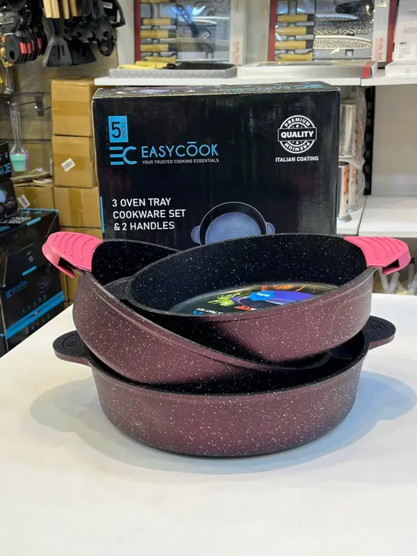 طقم صواني فرن جيرانيت 3 قطع (بجودة كورية وسمك 4 مللي)