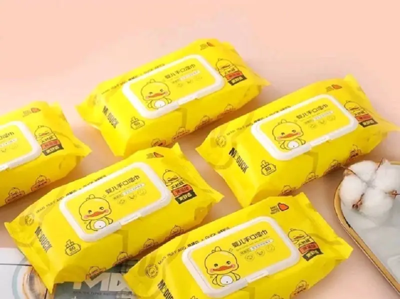 مناديل مبللة للأطفال 120 منديل (بتصميم بطوط متعددة الاستخدامات)