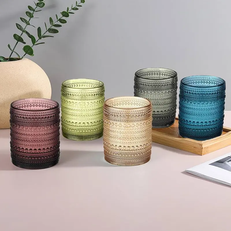 طقم أكواب وشوب زجاج محبب حراري 6 قطع (تصميم فاخر ومقاوم للحرارة)435ملي