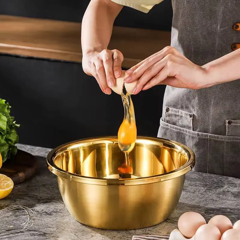 طقم عجان (أوعية خلط) ستانلس ستيل ذهبي فاخر 4 قطع