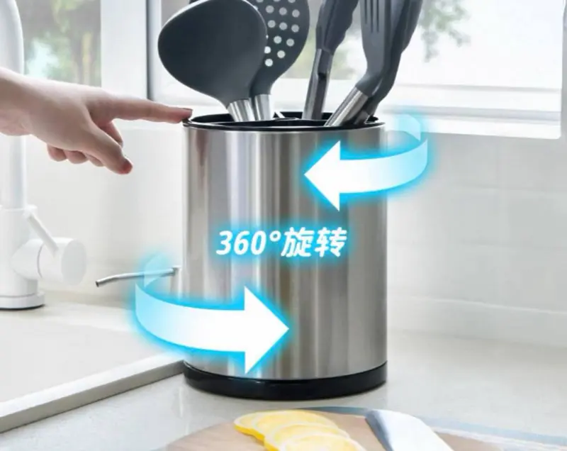 حامل/صفاية معالق ستانلس ستيل دوار 3 خانات