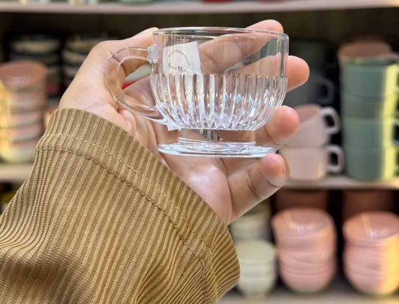 طقم فنجان قهوة مضلع باليد