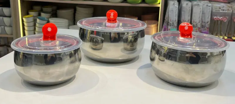 طقم ثلاجة ستانلس ستيل بومبيه