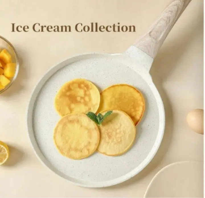 مقلاة الكريب السيراميك مانعة الالتصاق بمقبض خشبي (مقاس 28 سم)