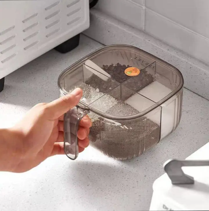 منظم توابل أكريليك شفاف 4 خانات (بيد ومعالق)