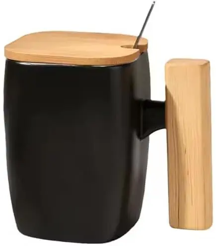 المج المربع السيراميك التريندي المتكامل (بغطاء بامبو ومعلقة)