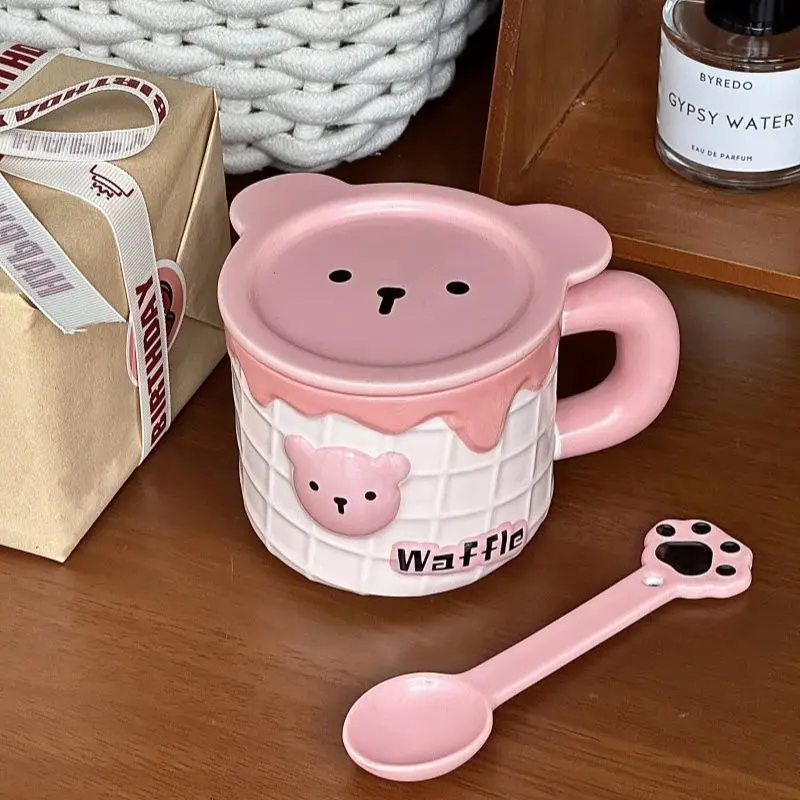 مج بورسلين "وافل" بغطاء ومعلقة (متعدد الاستخدام)