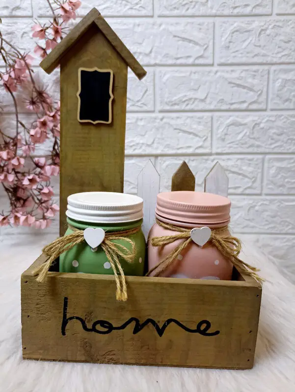 برطمانات ديكورية مع بوكس خشبي