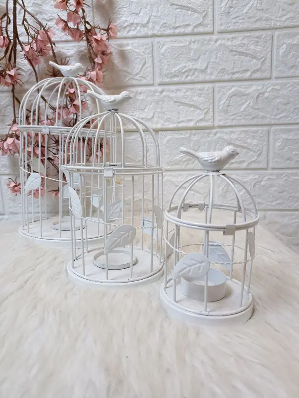 طقم أقفاص شمعدان معدنية