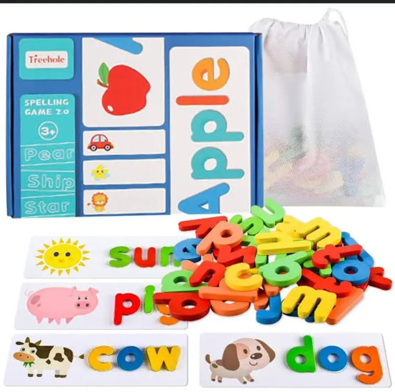 لعبة مسطرة الكلمات الخشبية، تعليم الحروف والتهجئة بأسلوب ممتع