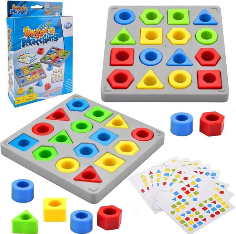 لعبة لوحة الأشكال الهندسية الخشبية، مطابقة وتعلم الألوان