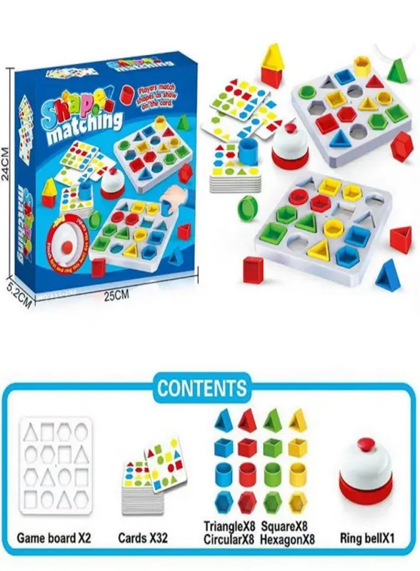 لعبة لوحة الأشكال الهندسية مع الجرس، تحدي السرعة والذكاء