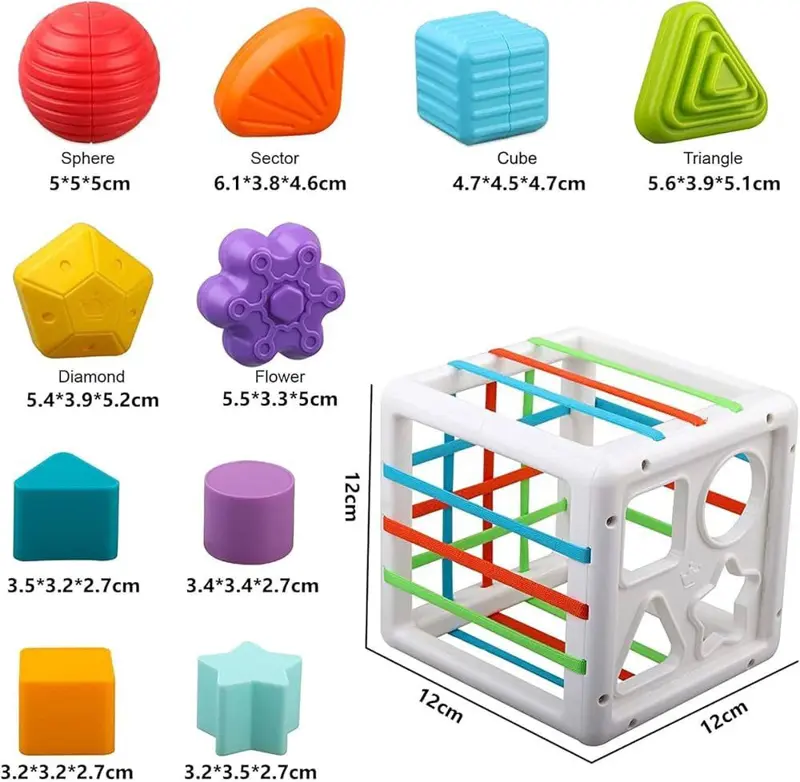 لعبة مكعب فرز الأشكال، لتعلم الألوان والأشكال