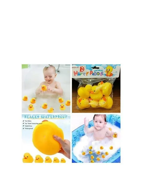 كيس بط مطاطي، 6 قطع بأصوات ممتعة لألعاب الاستحمام