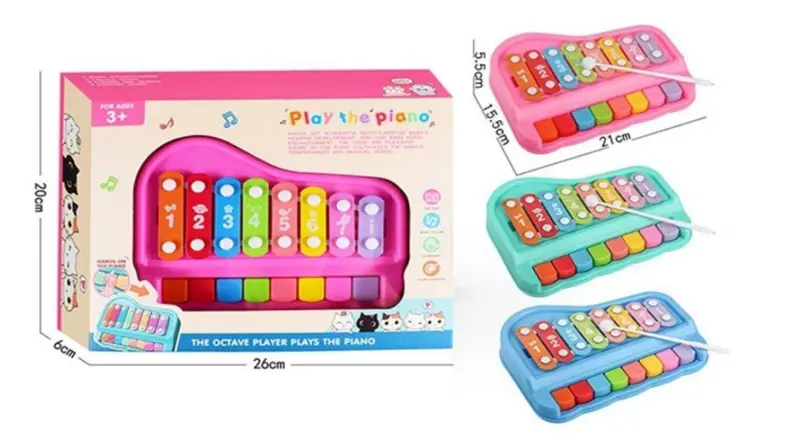 بيانو إكسيلفون 2 في 1، آلة موسيقية لتنمية مهارات الأطفال