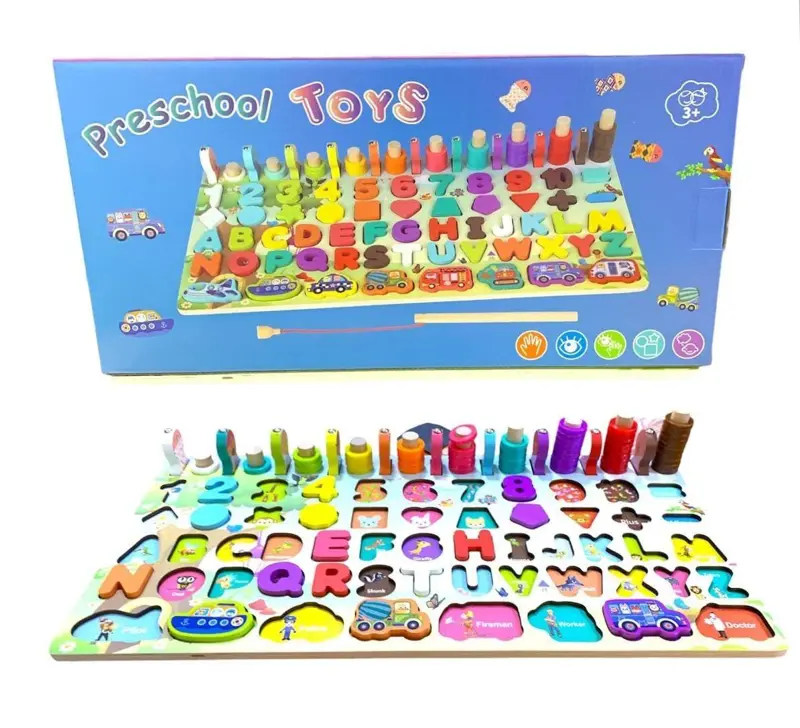 لوحة الأنشطة التعليمية الكبرى، مع أشكال وحروف ومهارات متعددة