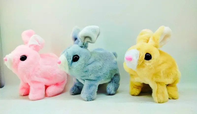 دمية الأرنب اللطيف، متحركة وتفاعلية بصوت وضوء