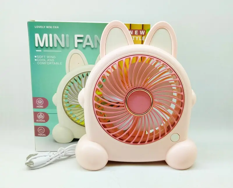 مروحة ستاند شحن، بتصميم أذني القطة وإضاءة LED