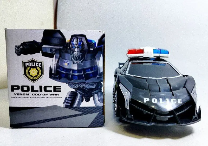 سيارة الشرطة المتحولة، لعبة 2 في 1 بصوت وإضاءة