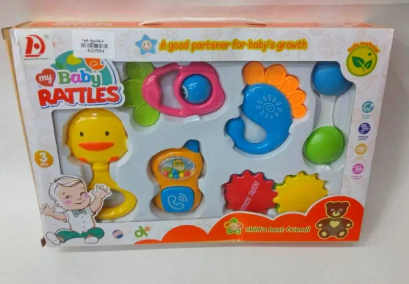 صندوق ألعاب الشخاشيخ والعضاضات المتكامل للأطفال