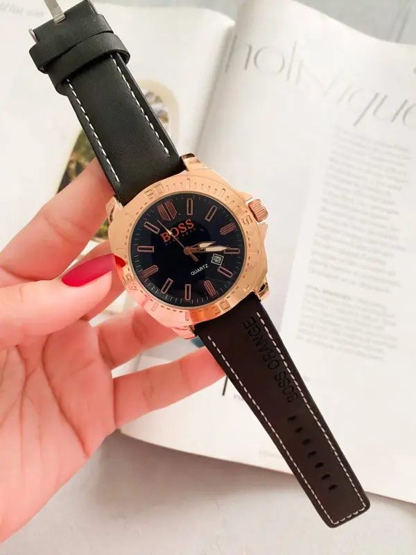 ساعة بوس أورورا جلد رجالي