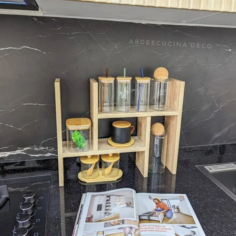 منظم الرفوف الخشبي الذكي "هوم ستايل" متعدد الأغراض والقابل للتعديل