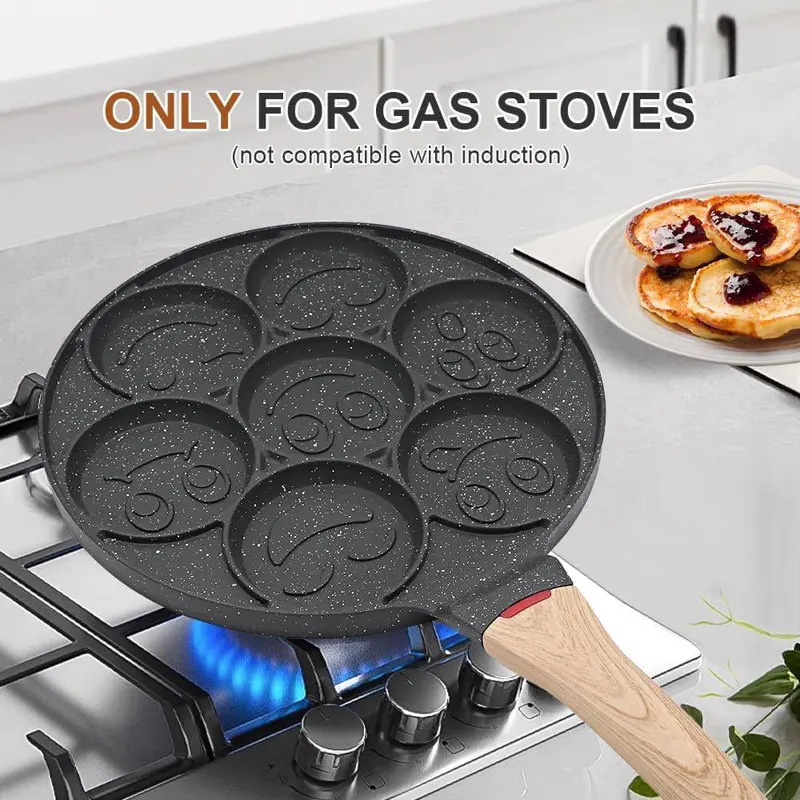 طاسة البان كيك المرحة "فن كيك" 7 أشكال من الجرانيت المانع للالتصاق