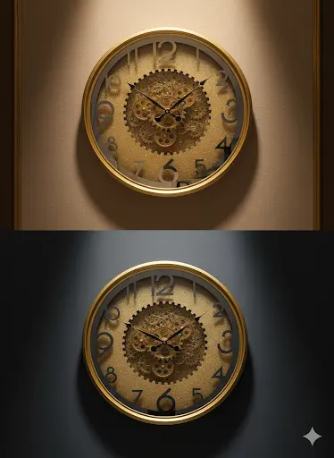 ساعة البريق الذهبي المتحركة