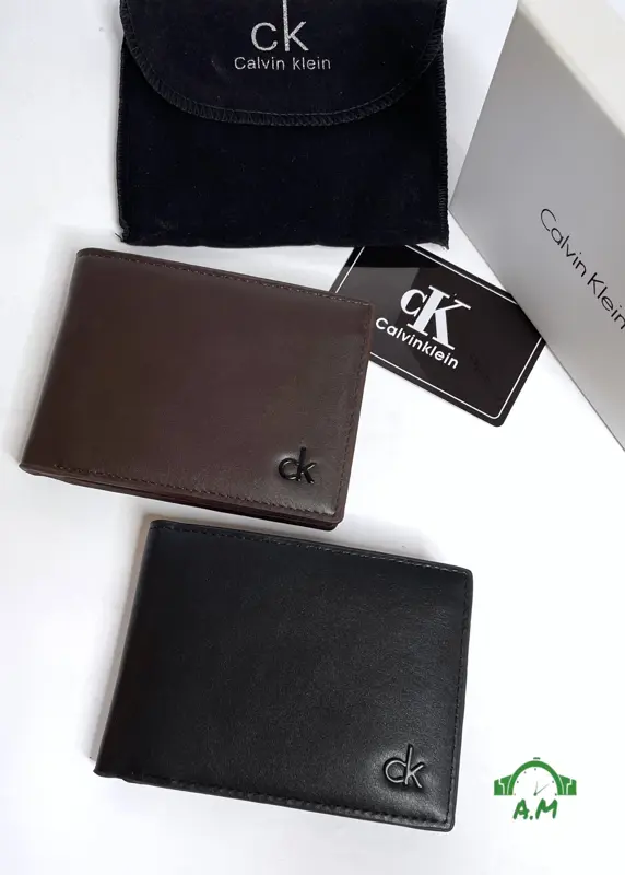 محفظة كالفن كلاين جلد طبيعي اصلي للرجال