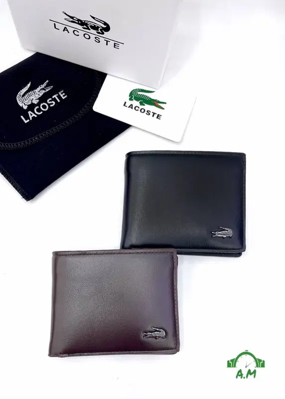 محفظة لاكوست أنيقة للرجال جلد طبيعي اصلي