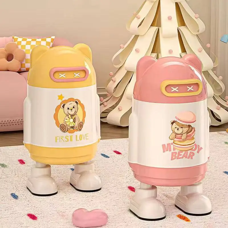 باسكت مهملات ديكوري بتصميم "الدب الظريف" سعة 10 لتر