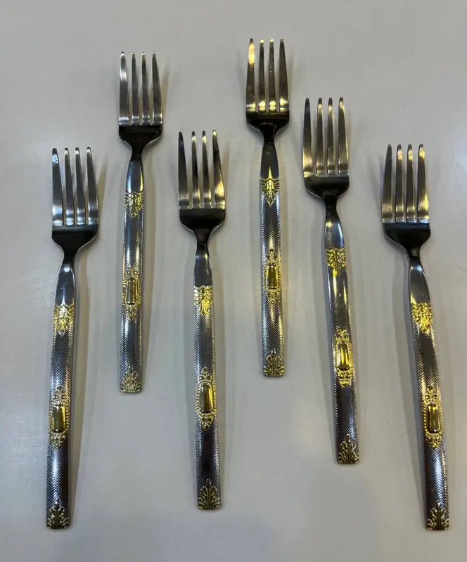 طقم شوك صغيرة 6 قطع (ستانلس استيل فاخر بتصميم جولد X سيلفر)