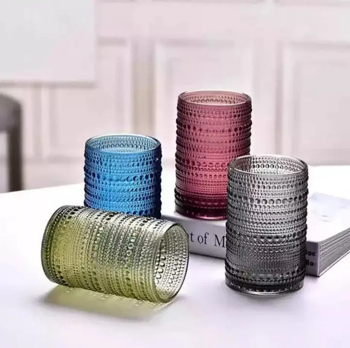 طقم أكواب وشوب زجاج محبب حراري 6 قطع (تصميم فاخر ومقاوم للحرارة)435ملي